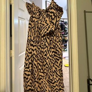 Eloquii Black and Tan Bow Bodice Dress